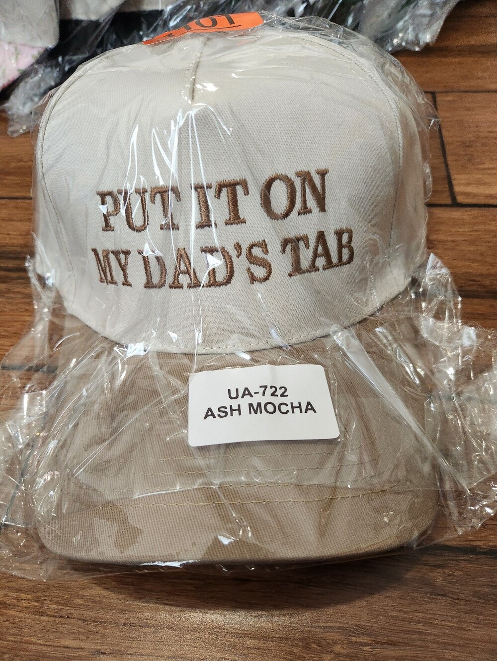 Embroidered 'Put It On My Dad's Tab' Ash Mocha Cap
